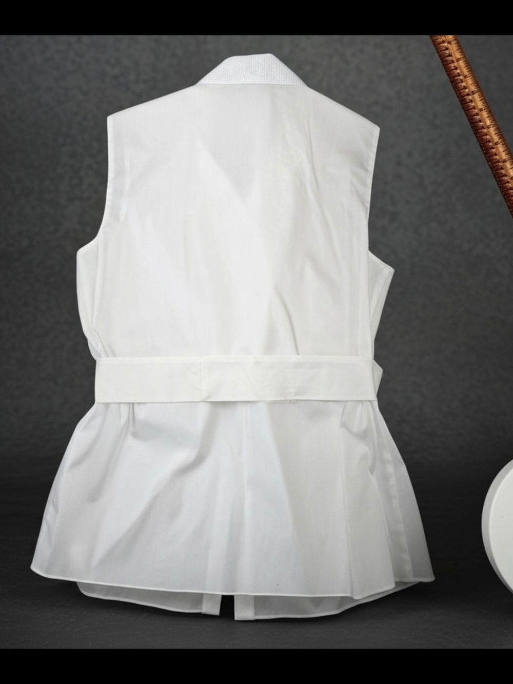 Tahari Womens Sleeveless White Tie-Waist Shirt Dress Size Small - Picture 5 of 8